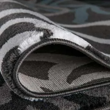 Rugshop Contemporary Modern Floral Abstract Flowers Easy Maintenance for Home Office, Living Room, Bedroom, Kitchen Soft Area Rug 5' 3" X 7' 3" Gray