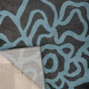 Rugshop Contemporary Modern Floral Abstract Flowers Easy Maintenance for Home Office, Living Room, Bedroom, Kitchen Soft Area Rug 5' 3" X 7' 3" Gray