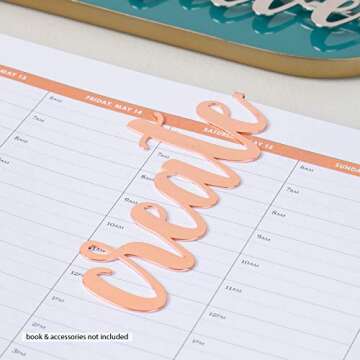 Erin Condren Designer Desk Accessories - Metal Bookmarks - Create Rose Gold Plated Metal Bookmark, M...