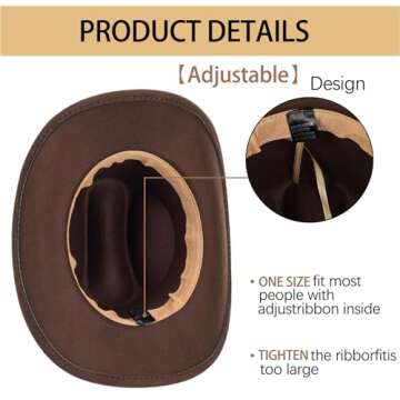 Classic Felt-Western-Cowboy-Cowgirl-Hats for Women-Men Fedora-Jazz-Hat with Band(Lagre)