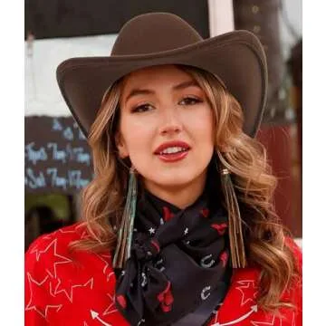 Classic Felt-Western-Cowboy-Cowgirl-Hats for Women-Men Fedora-Jazz-Hat with Band(Lagre)