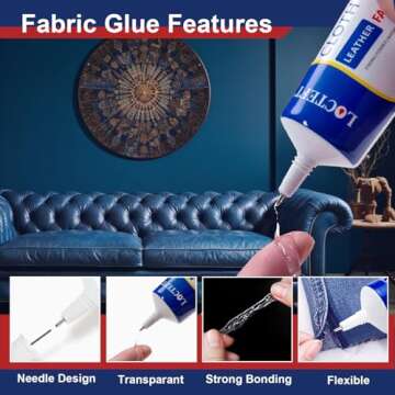 Clear Permanent Fabric Glue - Strong, Washable, No-Sew Liquid Stitch Fabric Glue for Crafts and Repairs