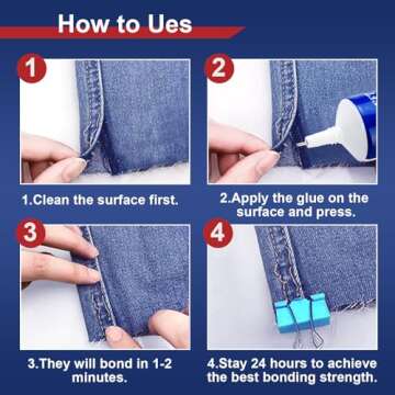 Clear Permanent Fabric Glue - Strong, Washable, No-Sew Liquid Stitch Fabric Glue for Crafts and Repairs