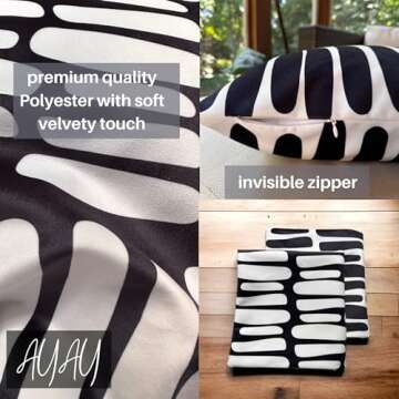 AYAY Modern Black and White Pillow Covers 18x18 Set