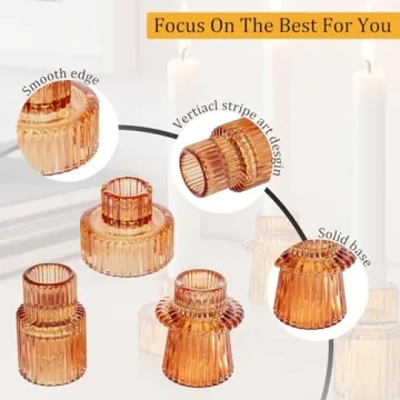 BEZURA Elegant Taper Glass Candle Holders for Centerpiece