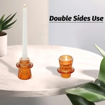 BEZURA Elegant Taper Glass Candle Holders for Centerpiece