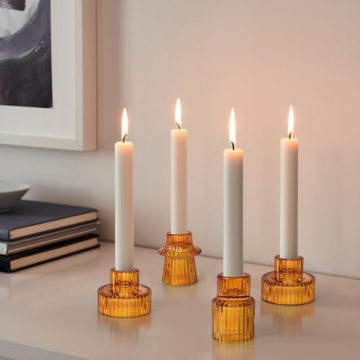 BEZURA Elegant Taper Glass Candle Holders for Centerpiece