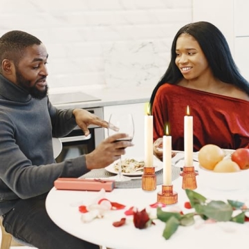 BEZURA Elegant Taper Glass Candle Holders for Centerpiece