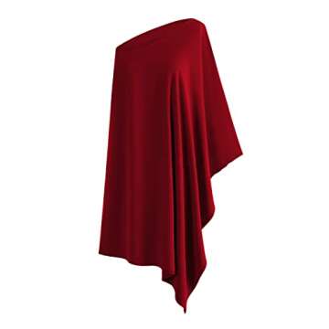 LYANER Women's One Shoulder Batwing Sleeve Asymmetric Hem Mini Dress #Wine Red Small