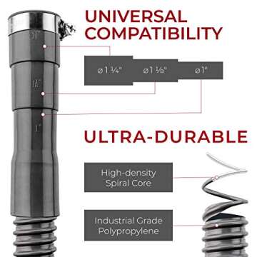 dokaworld Universal Washing Machine Drain Hose - 10 Ft Drain Hose - Corrugated and Flexible Washer Drain Hose - Installation Washer Hose Drain Replacement - Reinforced Washer Hoses with Clamp