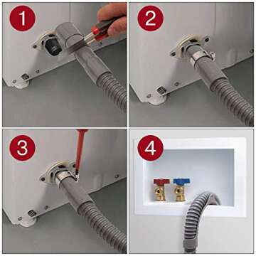 dokaworld Universal Washing Machine Drain Hose - 10 Ft Drain Hose - Corrugated and Flexible Washer Drain Hose - Installation Washer Hose Drain Replacement - Reinforced Washer Hoses with Clamp