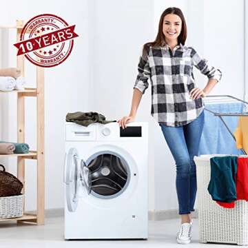 dokaworld Universal Washing Machine Drain Hose - 10 Ft Drain Hose - Corrugated and Flexible Washer Drain Hose - Installation Washer Hose Drain Replacement - Reinforced Washer Hoses with Clamp