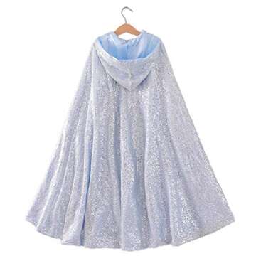 Vickorpen Princess Hooded Cape Cloaks for Little Girls Christmas Halloween Custome Cosplay Party Accessories(Silver,M(110-130cm Height))