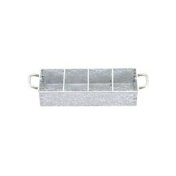 WH Walford Home Galvanized Metal Storage Tray – Rustic Farmhouse Decor Caddy with Handles – Func...