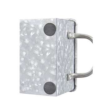 WH Walford Home Galvanized Metal Storage Tray – Rustic Farmhouse Decor Caddy with Handles – Functional & Decorative Vintage Style 4 Compartment Cutlery & Napkin Organizer Box