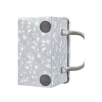 WH Walford Home Galvanized Metal Storage Tray – Rustic Farmhouse Decor Caddy with Handles – Functional & Decorative Vintage Style 4 Compartment Cutlery & Napkin Organizer Box