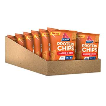 Atkins Nacho Cheese Protein Chips, 4g Net Carbs, 13g Protein, Gluten Free, Low Glycemic, Keto Friendly, 12 Count