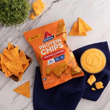 Atkins Nacho Cheese Protein Chips, 4g Net Carbs, 13g Protein, Gluten Free, Low Glycemic, Keto Friendly, 12 Count