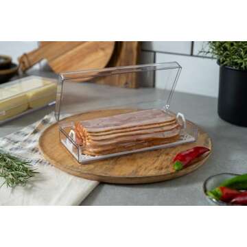 Pikanty Deli Keeper | Fridge Storage Container with Hinged Lid and Removable Tray | Small Cold Cuts Organizer | Dishwasher Safe | Made in USA