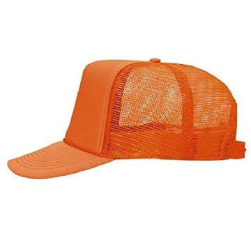 OTTO Orange High Crown Trucker Hat - Adjustable & Stylish