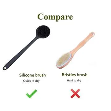 Cinlitek Silicone Body Scrubber, Long Handle Back Scrubber for Shower, Silicone Body Brush Shower Scrubber For Body, Shower Srush Back Brush Body Exfoliator