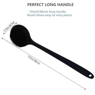 Cinlitek Silicone Body Scrubber, Long Handle Back Scrubber for Shower, Silicone Body Brush Shower Scrubber For Body, Shower Srush Back Brush Body Exfoliator