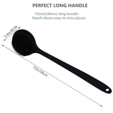Cinlitek Silicone Body Scrubber, Long Handle Back Scrubber for Shower, Silicone Body Brush Shower Scrubber For Body, Shower Srush Back Brush Body Exfoliator