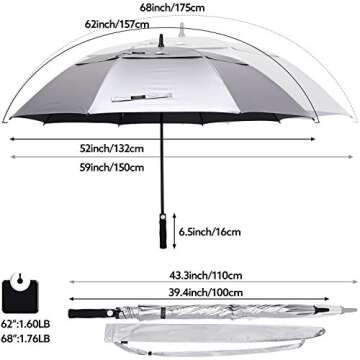G4Free 62 Inch UV Protection Golf Umbrella - Auto Open & Vented Windproof
