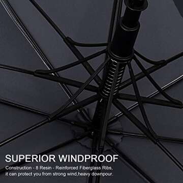 G4Free 62 Inch UV Protection Golf Umbrella - Auto Open & Windproof