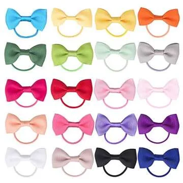Baby Hair Ties with Bows for Toddler - 2 Inch Elastic Ponytail Holders Small Hair Ties For Baby Girl...