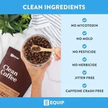 Equip Foods Clean Coffee | Gold Standard, Certified Organic, Fair Trade, Regenerative, Mold-Free | Rich Taste With Toasted Walnuts, Chocolate, Brown Sugar | 12 Ounce