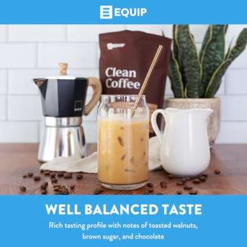 Equip Foods Clean Coffee | Gold Standard, Certified Organic, Fair Trade, Regenerative, Mold-Free | Rich Taste With Toasted Walnuts, Chocolate, Brown Sugar | 12 Ounce
