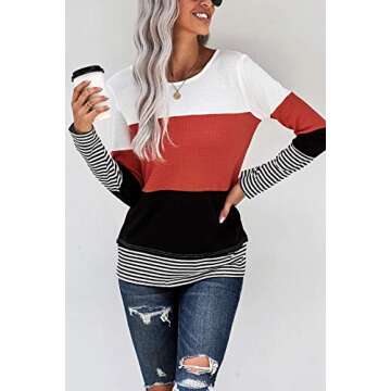 NEYOUQE Oversized Tshirt Women Long Sleeve Tops Womens t Shirts Casual Color Blouses Cute Fall Shirt...