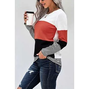 NEYOUQE Oversized Tshirt Women Long Sleeve Tops Womens t Shirts Casual Color Blouses Cute Fall Shirt Tshirts Tunic top Red Trendy Spring Summer Going Out Thin Sweaters Teacher Fashion Outfits XXL