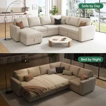 HONBAY Modular Sectional Sleeper Sofa for Comfort