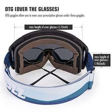 COPOZZ Polarized Adult Ski Goggles Set - M1 Magnetic Lens Snowboard Snow Goggle, OTG Anti-Fog Skiing Glasses Goggles