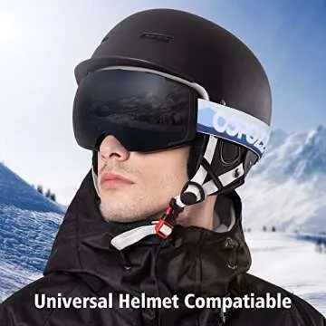 COPOZZ Polarized Adult Ski Goggles Set - M1 Magnetic Lens Snowboard Snow Goggle, OTG Anti-Fog Skiing Glasses Goggles