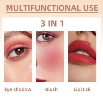 HOSAILY Cream Blush Stick for Cheeks, Multi-Use Makeup Blush Stick for Eyes Lips Face, Travel-Friendly Tinted Solid Moisturizer Matte Blush, Natural Glow Blendable Smooth Blusher with Brush-Hot Red