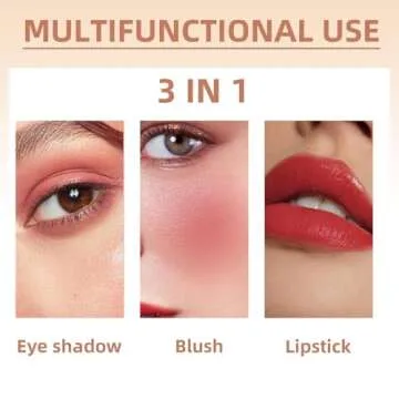 HOSAILY Cream Blush Stick for Cheeks, Multi-Use Makeup Blush Stick for Eyes Lips Face, Travel-Friendly Tinted Solid Moisturizer Matte Blush, Natural Glow Blendable Smooth Blusher with Brush-Hot Red