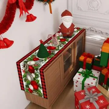 Jiudungs Red Black Buffalo Check Table Runner for Holidays