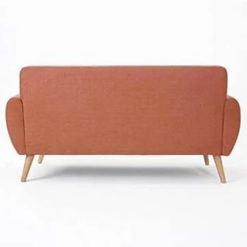 Christopher Knight Home Josephine Mid-Century Modern Petite Fabric Sofa, Burnt Orange / Natural