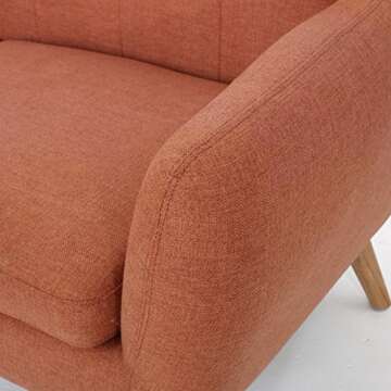 Christopher Knight Home Josephine Mid-Century Modern Petite Fabric Sofa, Burnt Orange / Natural