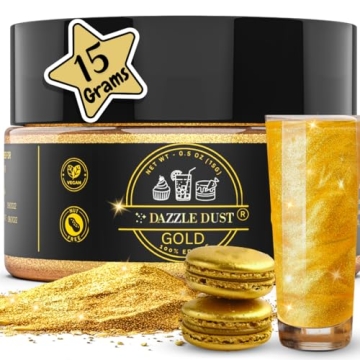 BULK-(15g) Edible Gold Dust, Edible Glitter for cocktails Gold Luster Dust, Gold Edible Glitter For ...