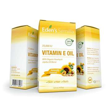 Eden's Semilla 100% Plant Extract Vitamin E Oil 35,000 IU + Organic Rosehip & Jojoba Blend - Fast Ab...