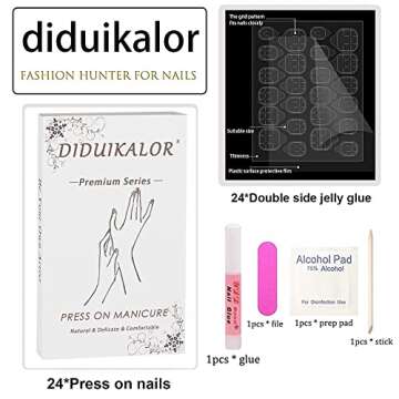 diduikalor Alomd Press on Nails Medium Pink Valentines Fake Nails Acrylic False Nails with Hearts Design Glossy Full Cover Stick on Nails for Women Girls