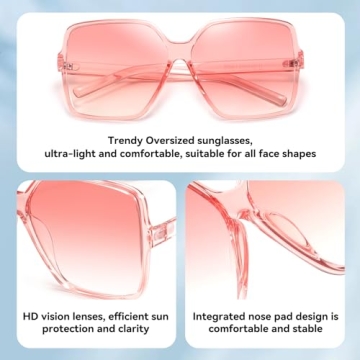 Dollger Oversized Square Sunglasses for UV Protection