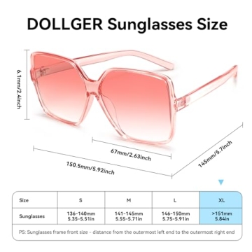 Dollger Oversized Square Sunglasses for UV Protection