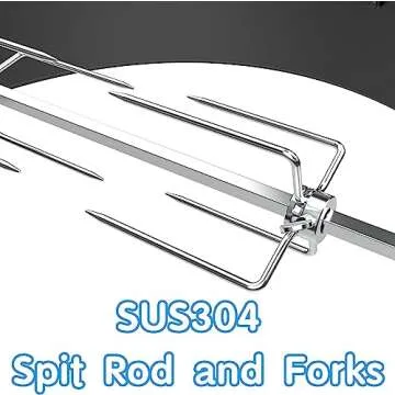 Universal Black Powder Steel 22.5-in Kettle Grill Rotisserie Kit-Rotisserie Ring/Spit Motor/SUS304 Meat Forks/Tool Holder-for Weber/Napoleon/Kingsford 22-in Kettle Charcoal Grills