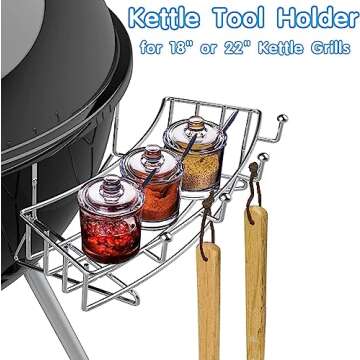 Universal Black Powder Steel 22.5-in Kettle Grill Rotisserie Kit-Rotisserie Ring/Spit Motor/SUS304 Meat Forks/Tool Holder-for Weber/Napoleon/Kingsford 22-in Kettle Charcoal Grills