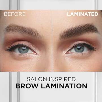 L’Oréal Paris Infallible Up To 24H Wear Brow Lamination, Water-Resistant Longwear Eyebrow Gel Make Up, Clear/Transparent, 0.16 Fl Oz